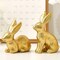 Gold Easter Bunny Decor, Small Bunny Figurines Set of 2, Resin Rabbit Statues, Gold Bunny Easter Tabletop Decor for Spring Centerpiece, Home Mantle Shelf Decor